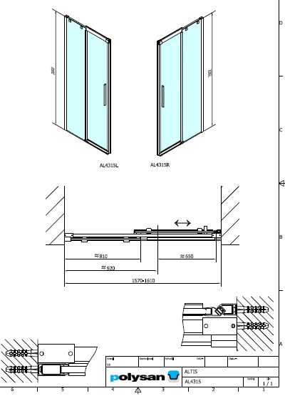Polysan ALTIS LINE 1600, posuvné dveře do niky - AL4315C