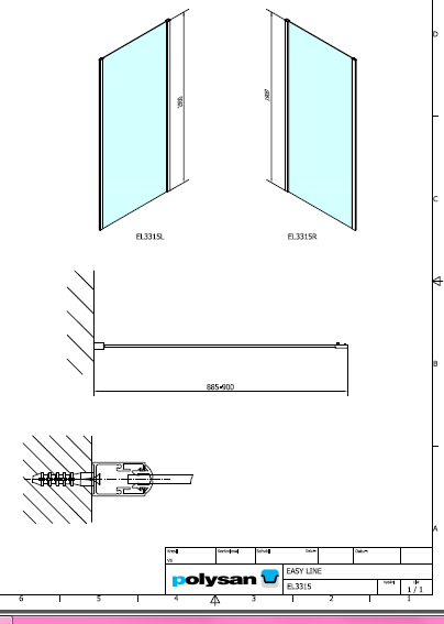Polysan EASY LINE 900, boční stěna ke sprchové zástěně - EL3315
