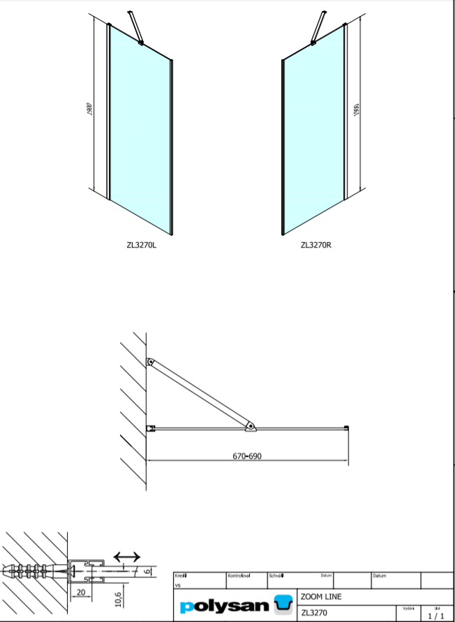 Polysan ZOOM LINE 700, boční stěna - ZL3270