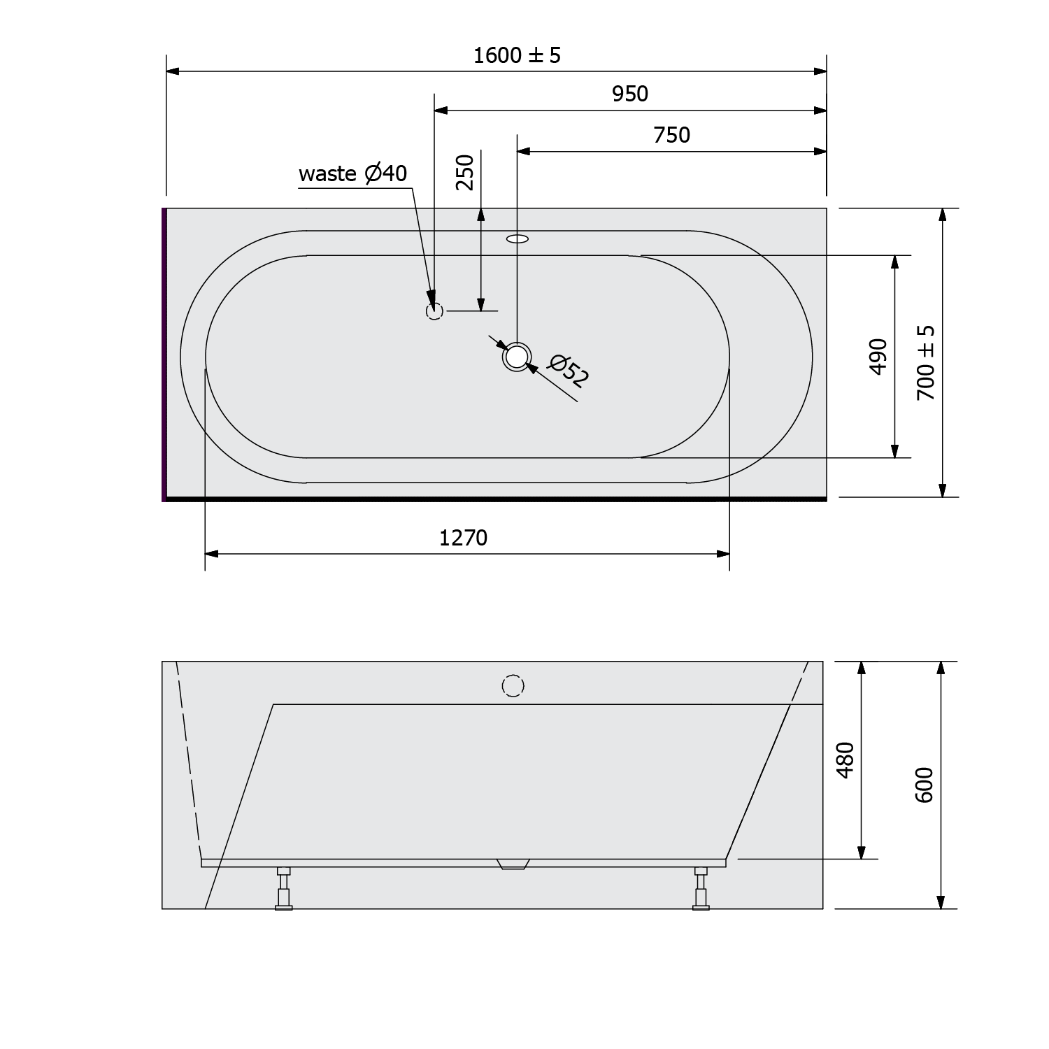Polysan ASTRA BR MONOLITH 160x70 vana - 32611MR