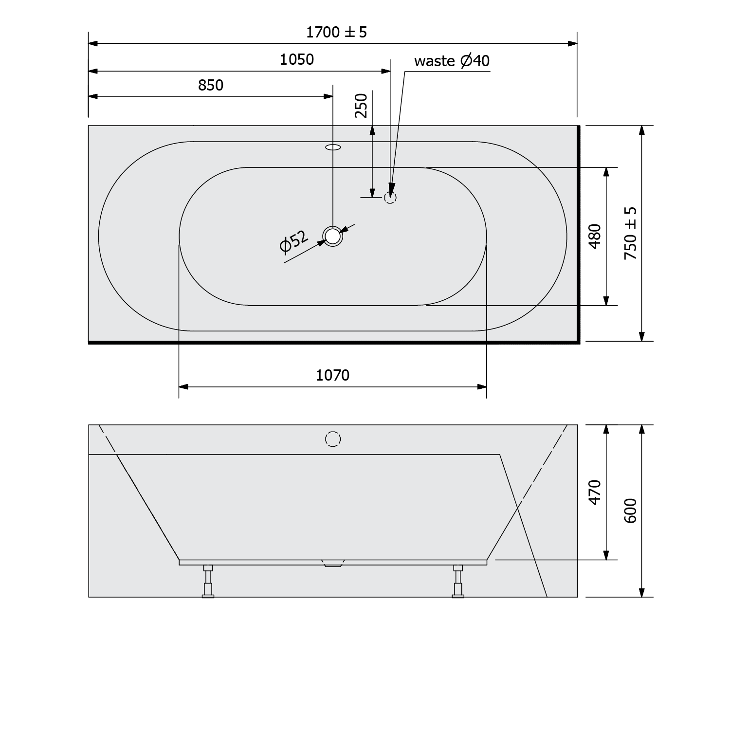 Polysan VIVA BL MONOLITH 170x75 vana - 88119ML