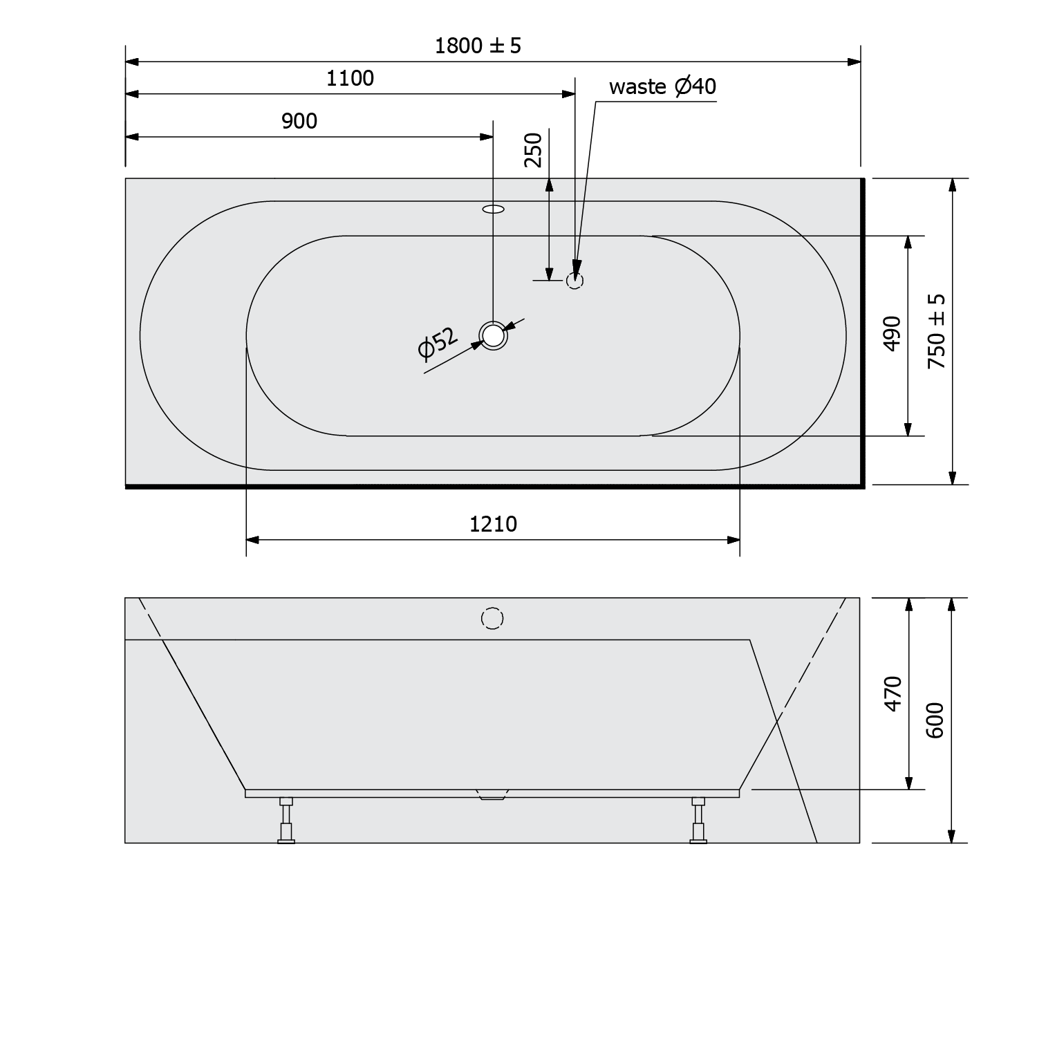 Polysan VIVA BL MONOLITH 180x75 vana - 71968ML