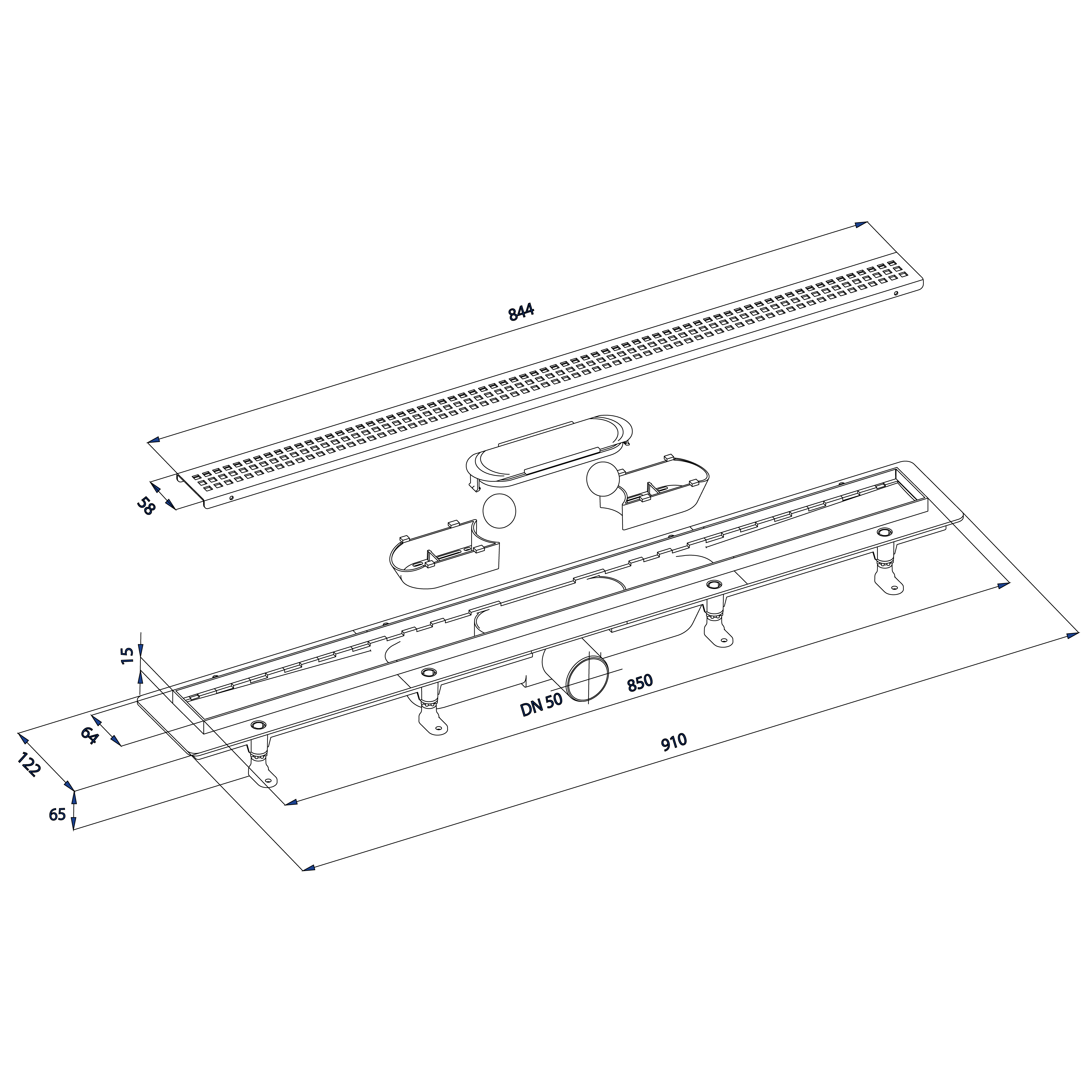 Polysan INDY 910 mm, kanálek s nerezovým roštem - 73661