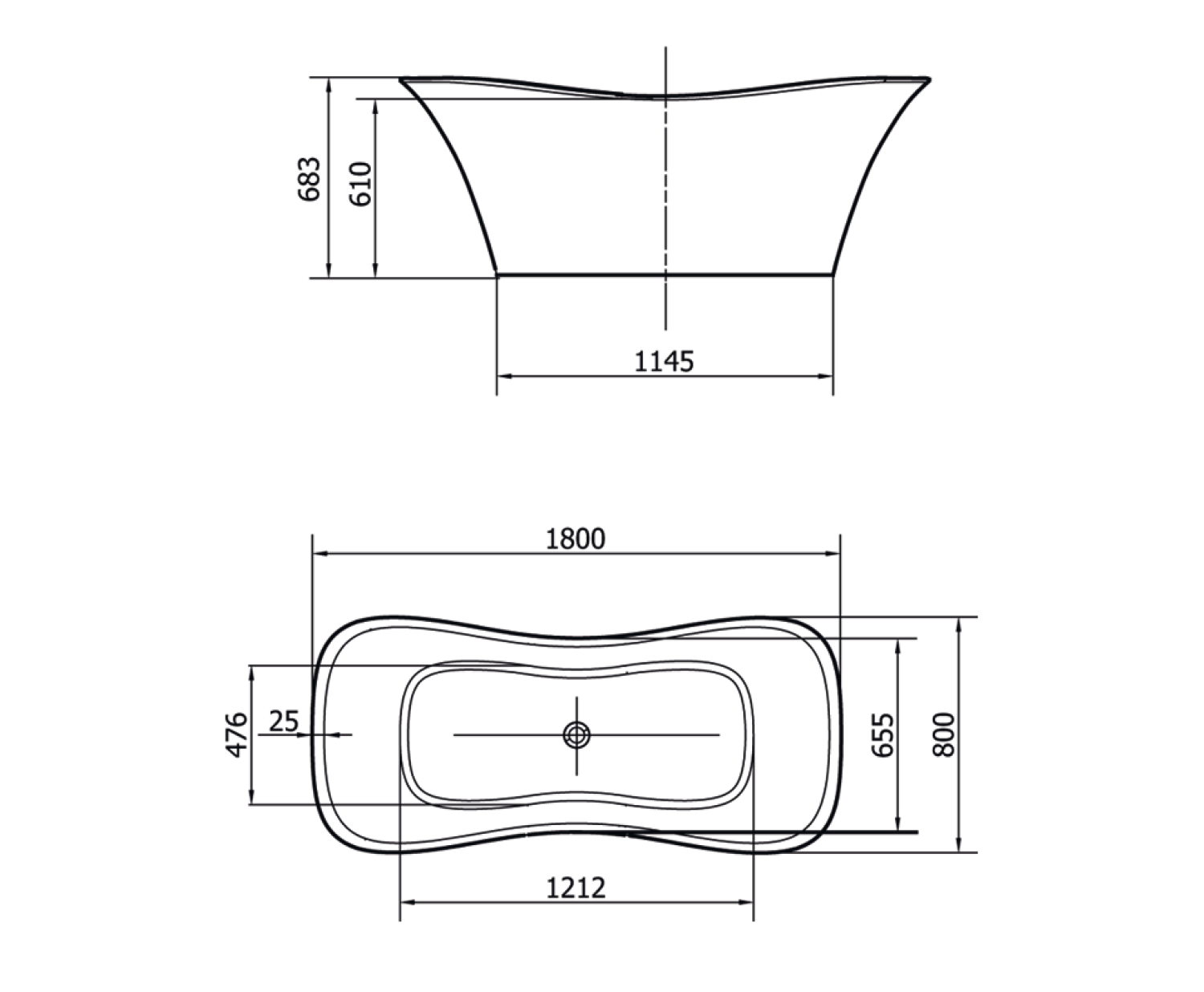  Polysan FLORA 180x80 volně stojící vana - 99713