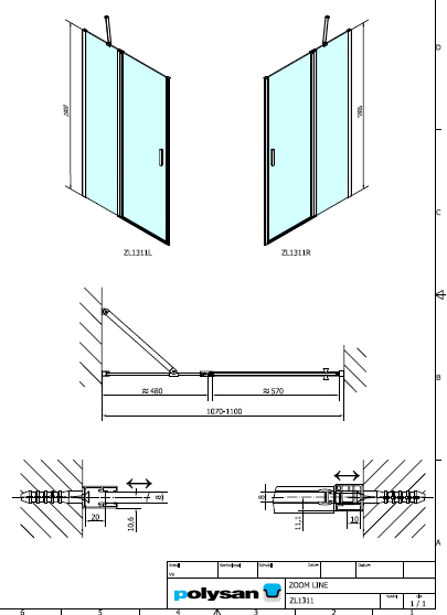 Polysan ZOOM LINE 1100, sprchové dveře - ZL1311