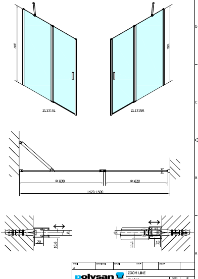 Polysan ZOOM LINE 1500, sprchové dveře - ZL1315