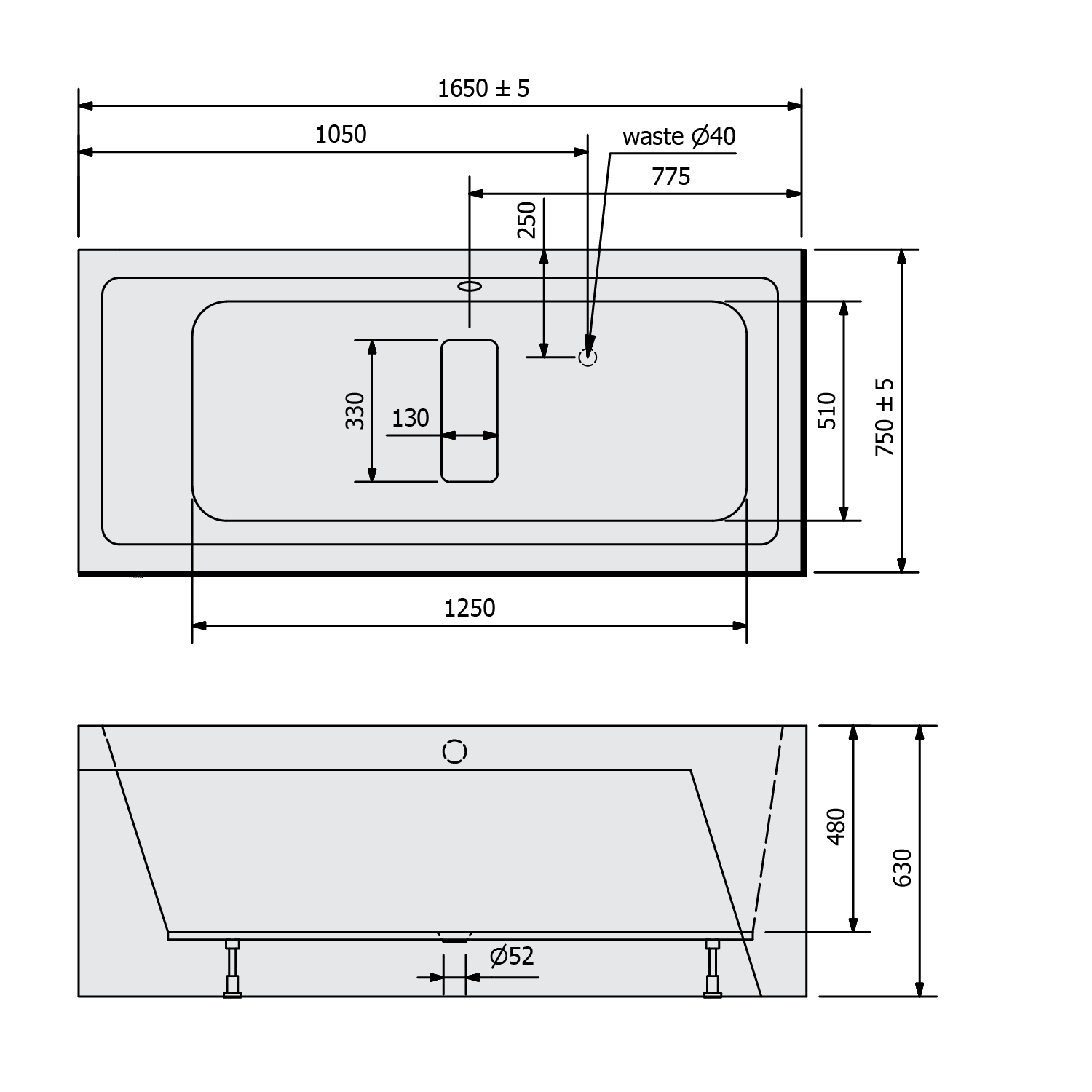 Polysan MARLENE L MONOLITH 165x75 vana - 72403ML