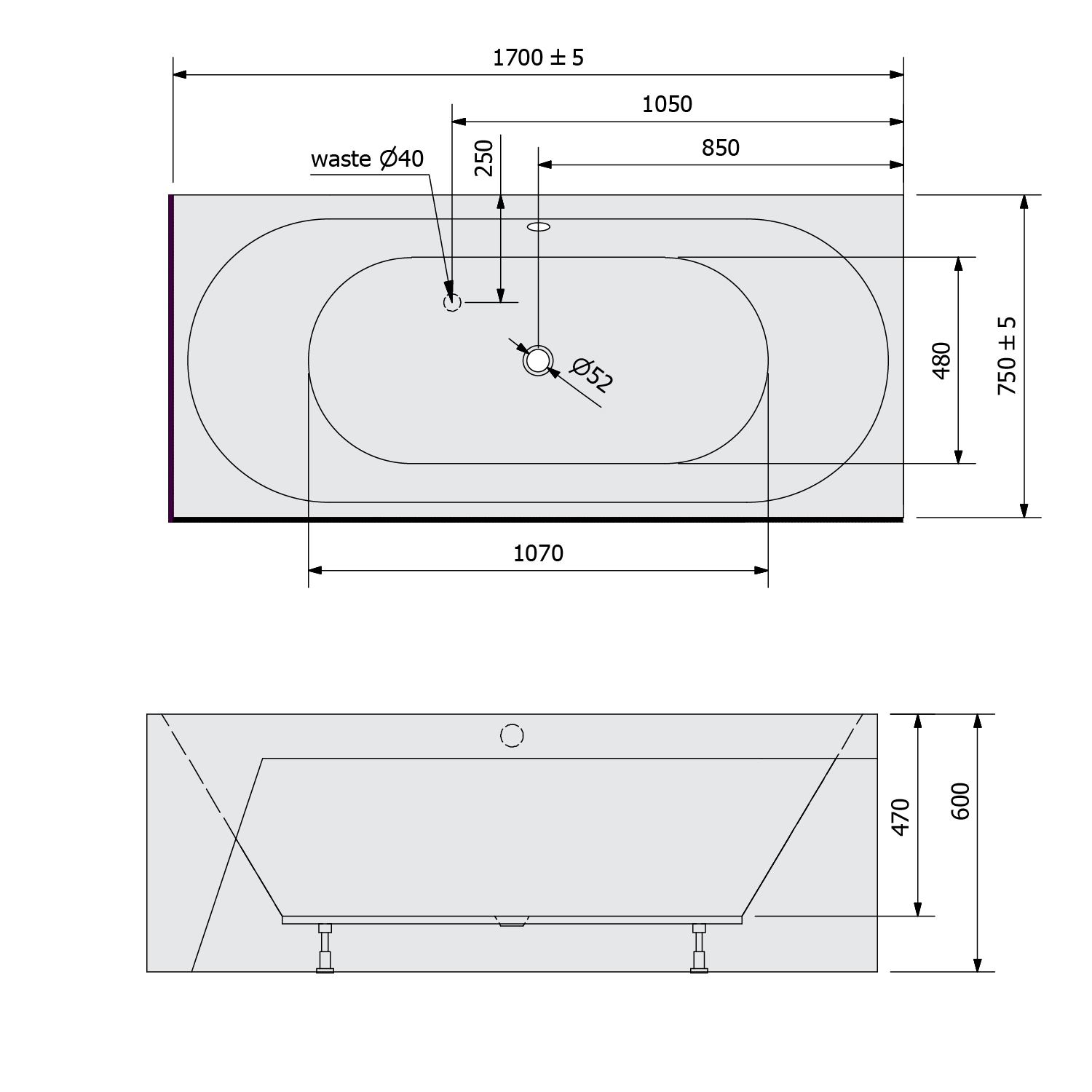 Polysan VIVA BR MONOLITH 170x75 vana - 88119MR
