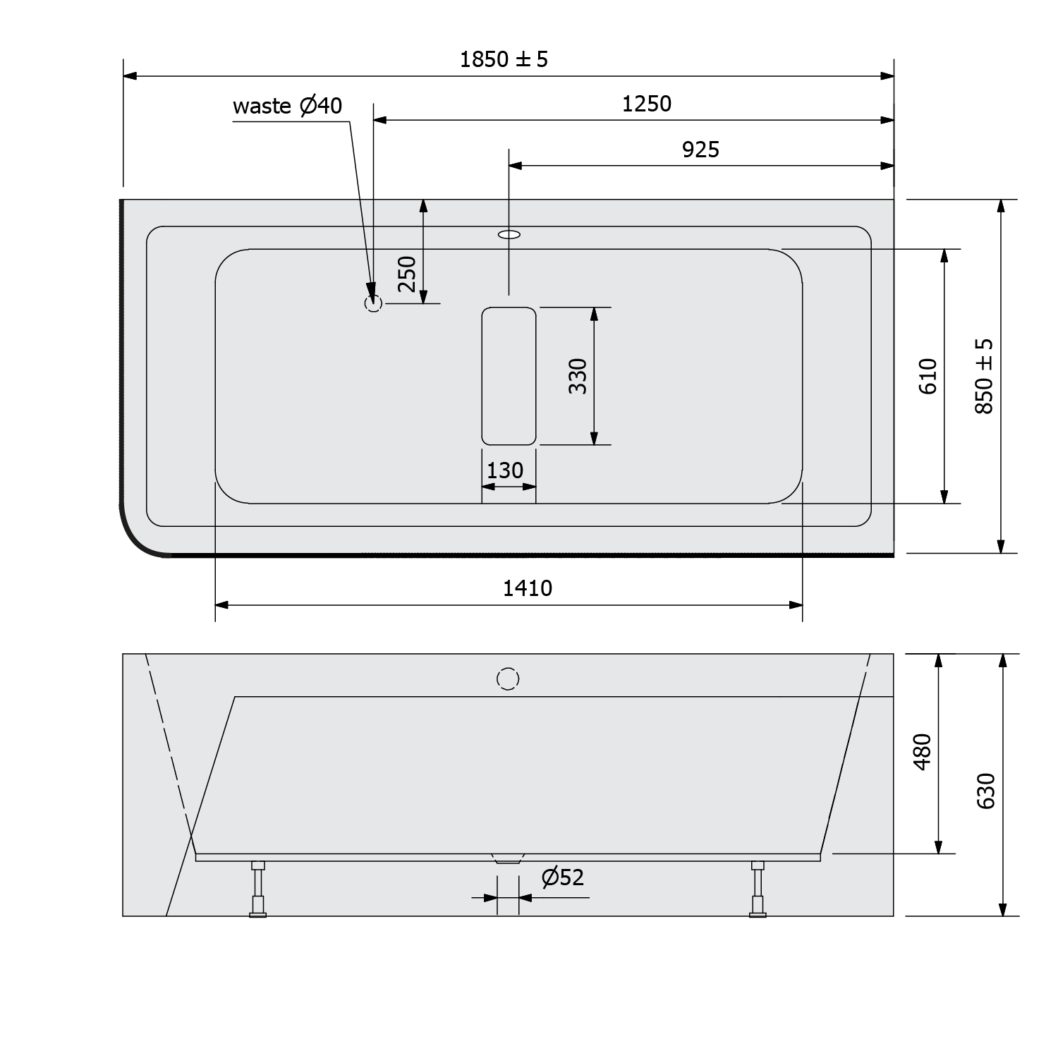 Polysan MARLENE CURVE R MONOLITH 185x85 vana - 71607MCR