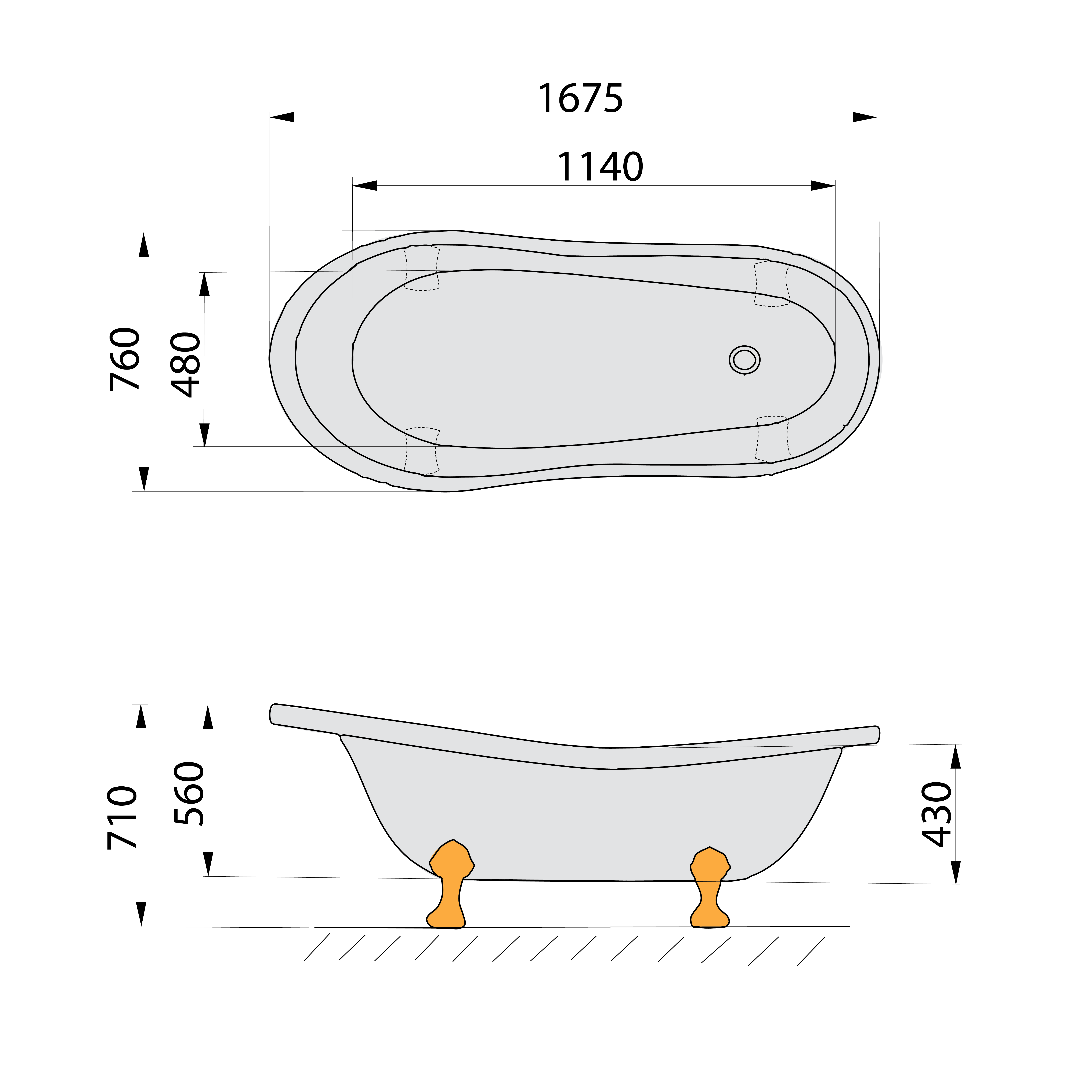  Polysan RETRO 170x80 volně stojící vana - 72967