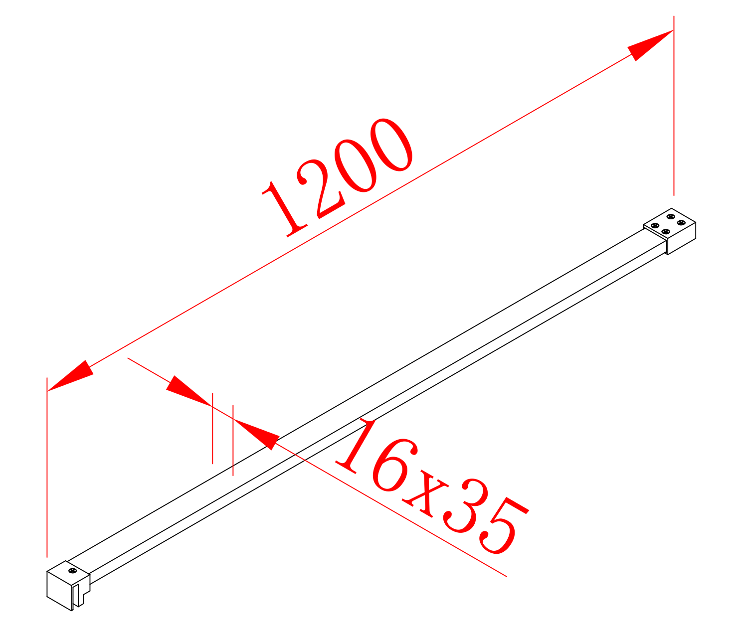 Vzpěra k MS kolmá, 1200 mm, černá mat - MSBR1B