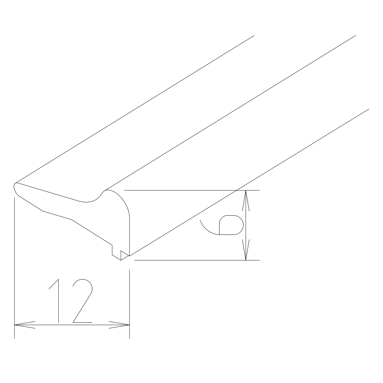 Prahová lišta, 1 m - MSL612
