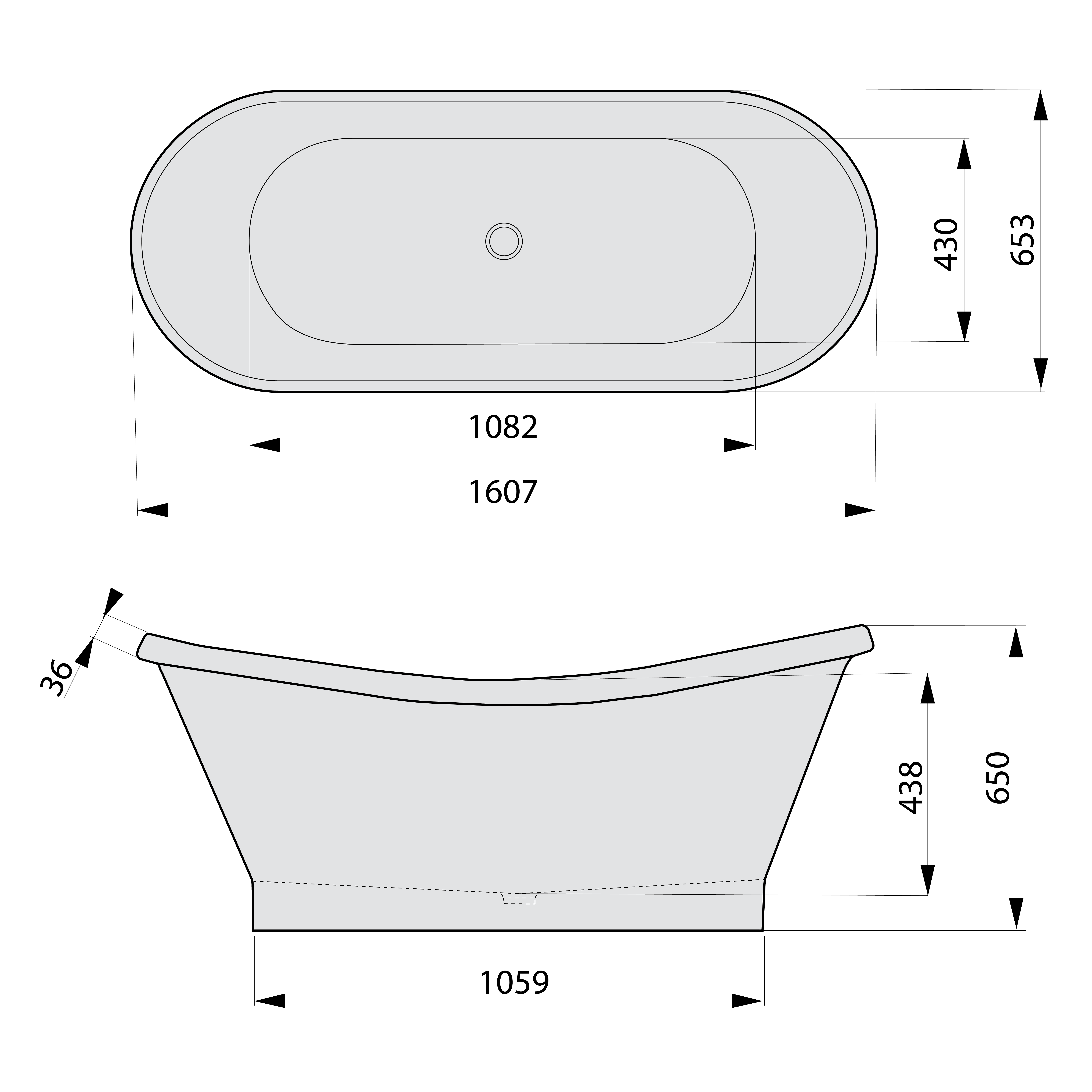 Polysan OXFORD 160,7x65,3x65 cm volně stojící vana - 94151