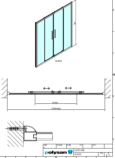Polysan LUCIS LINE 1600, posuvné dveře do niky 4-dílné - DL4315