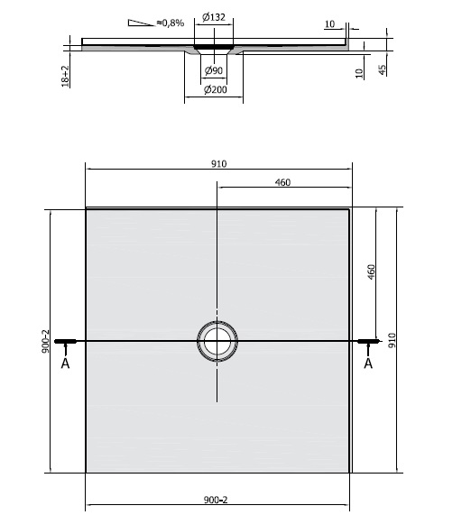 Polysan MIRAI 90x90x1,8cm - 73165