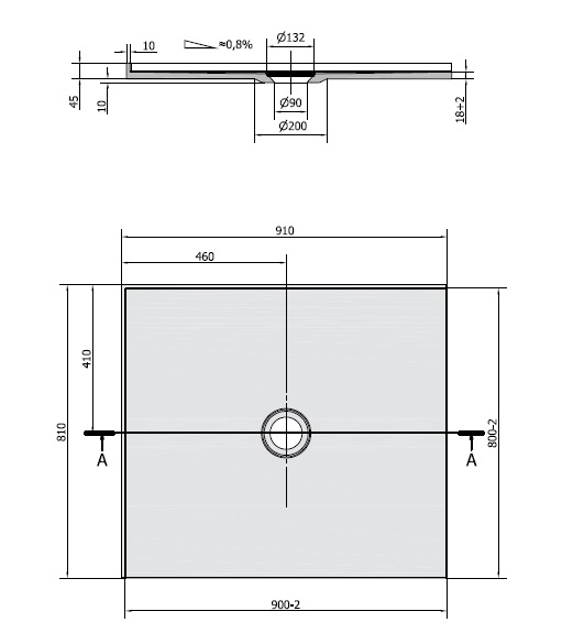 Polysan MIRAI 90x80x1,8cm levá - 73167