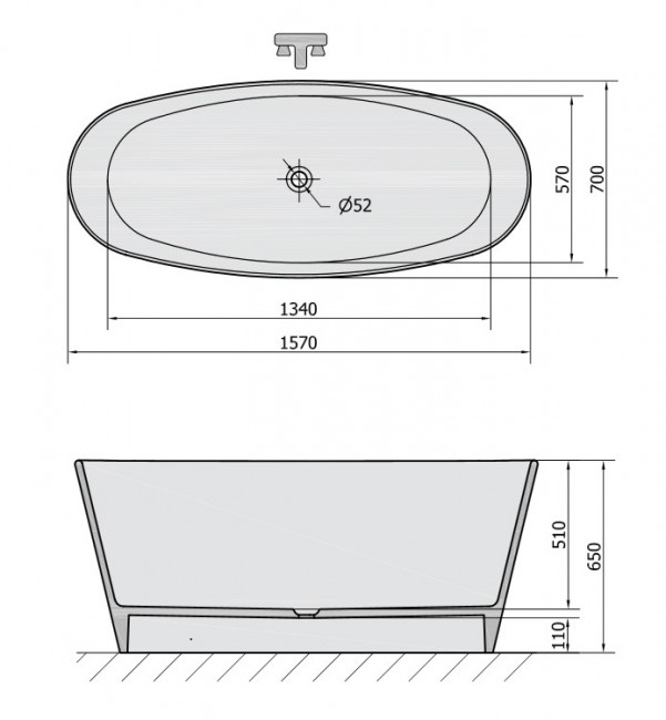 Polysan TESS 160x72 volně stojící vana - 99613